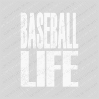 Baseball Life Super Faded Distressed White Digital Design, PNG