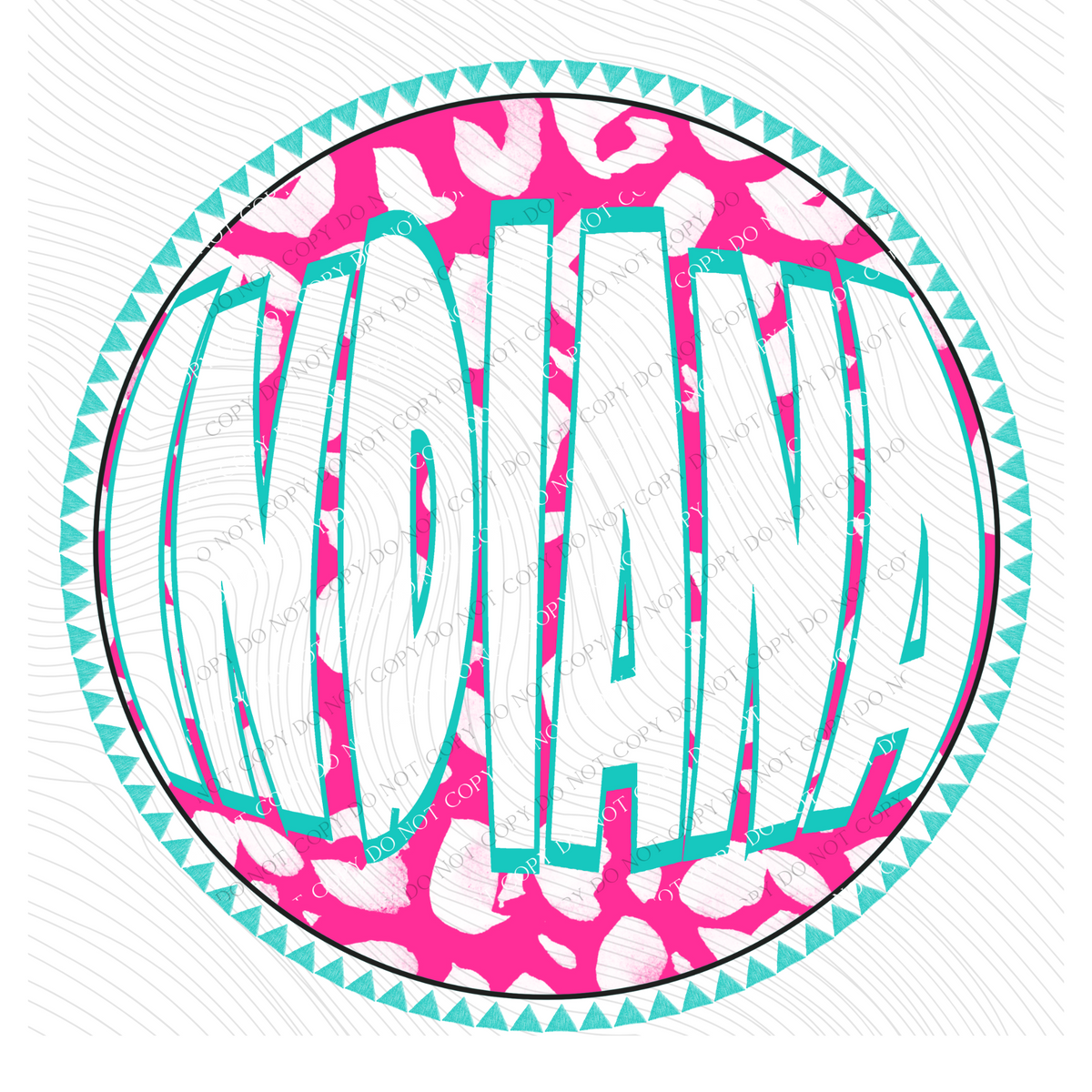 Indiana Groovy Leopard Shadow & Non Shadow (both included) Cutout in Pink & Teal Digital Design, PNG