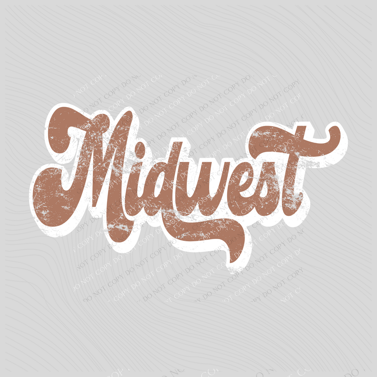 Midwest Chestnut & White Retro Shadow Distressed Digital Download, PNG