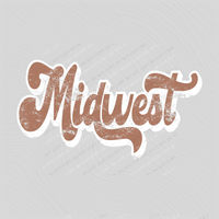 Midwest Chestnut & White Retro Shadow Distressed Digital Download, PNG