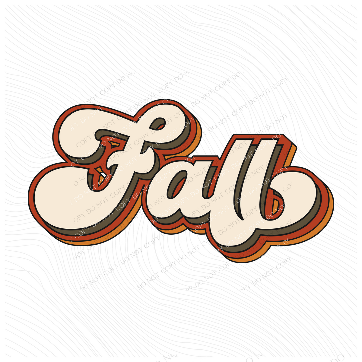 Fall Retro Multi Shadow Digital Design PNG in Warm Fall Tones, Digital Download