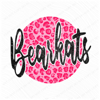 Bearkats Pink Leopard Glitter Circle Cutout Digital Design, PNG