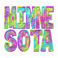 Minnesota Faux Embroidery & Sequin in Colorful Fun Tie Dye Digital Download, PNG