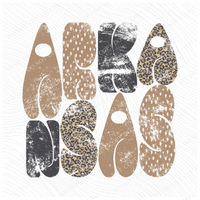 Arkansas Chubby Retro Distressed Leopard print in tones of Tans & Faded Black Digital Design, PNG