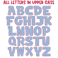 Gingham Blue, Red & White Alphabet Set | PNG files Alphabet Letters, Digital Art, PNG Only