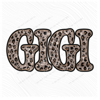 Gigi Vintage Shadow Outline in Faux Sequin Leopard Digital Design, PNG Only