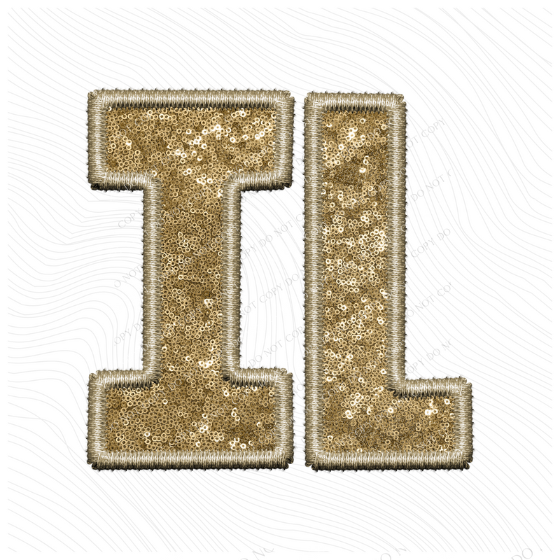 IL Illinois Embroidery Sequin Digital Design in Gold, PNG