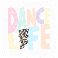 Dance Life Pastels Distressed Leopard Lightning Bolt  Digital Design, PNG
