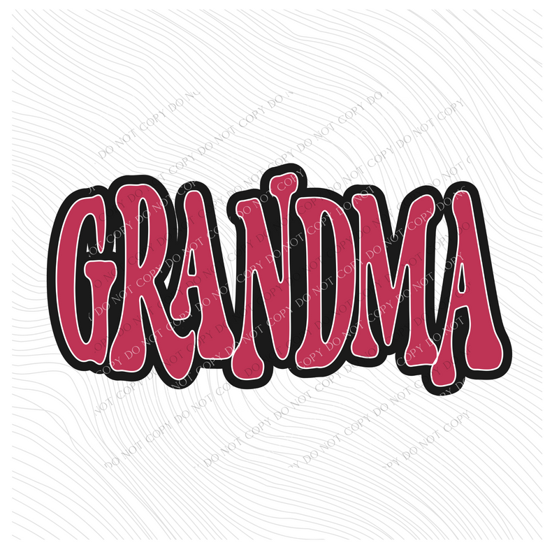 Grandma Vintage Shadow Outline Digital Design in Magenta Pink and Black with White outline, BOTH PNG & SVG Included!