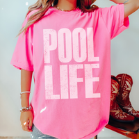 Pool Life Super Faded Distressed White Digital Design, PNG