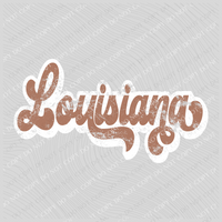 Louisiana Chestnut & White Retro Shadow Distressed Digital Download, PNG