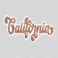 California Chestnut & White Retro Shadow Distressed Digital Download, PNG