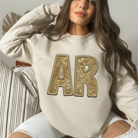 AR Arkansas Embroidery Sequin Digital Design in Gold, PNG