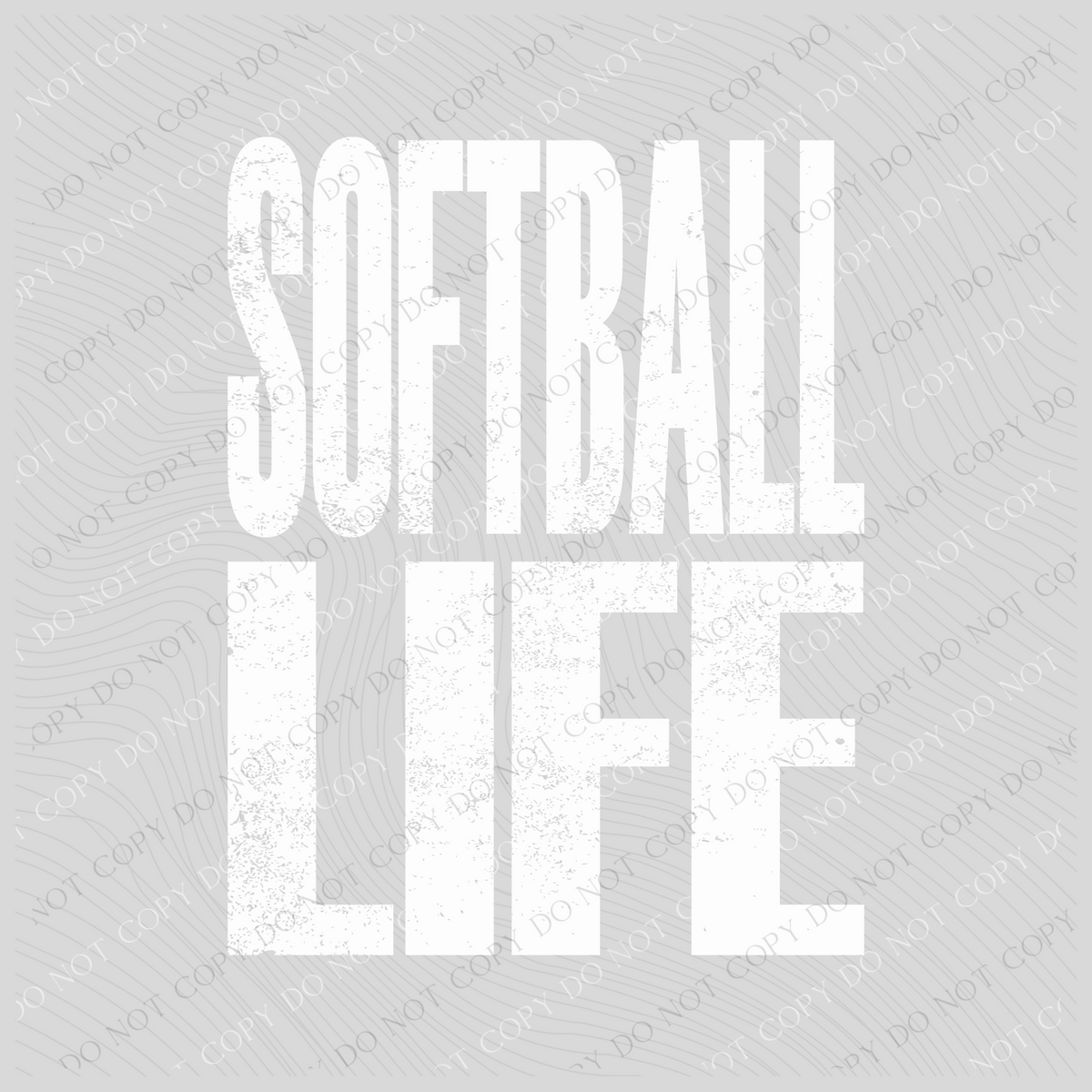 Softball Life Super Faded Distressed White Digital Design, PNG