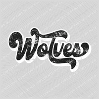 Wolves Vintage Black & White Retro Shadow Distressed Digital Download, PNG