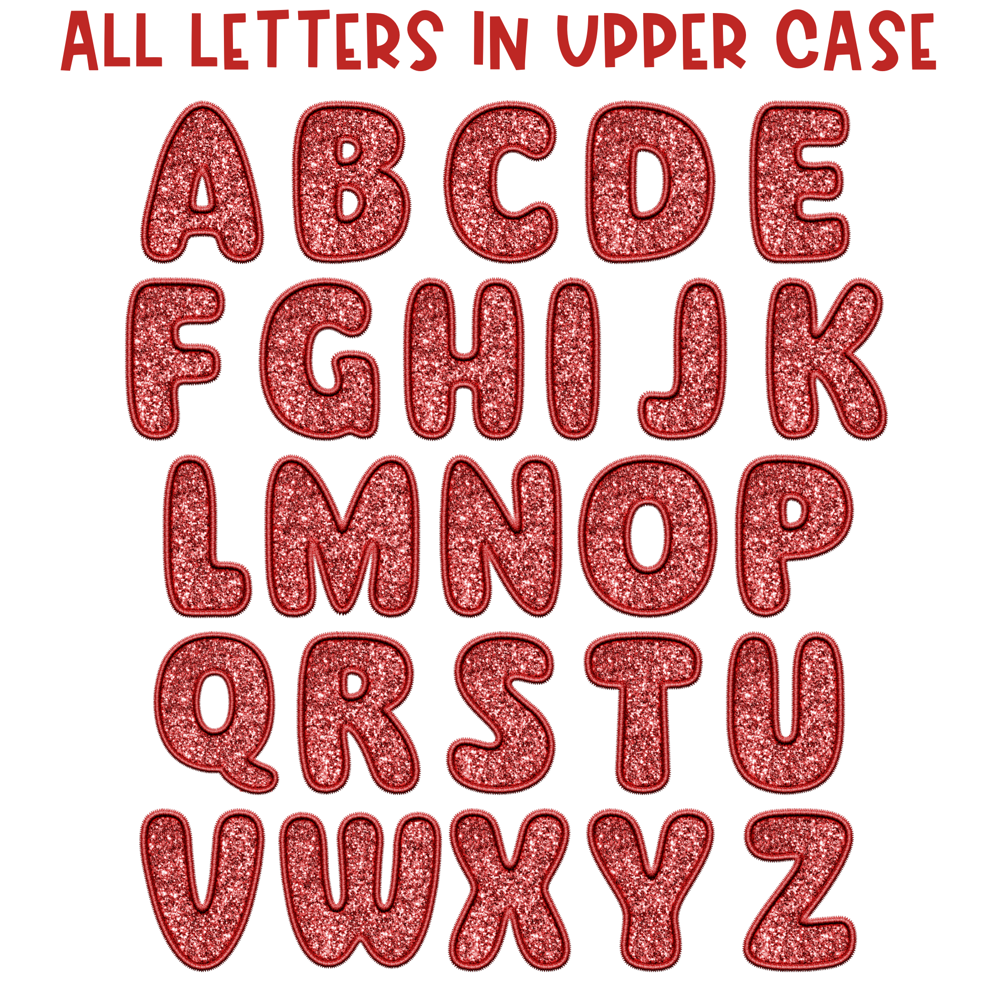 2 BOLD Letter Alphabet (Red) letter Clear Outline (Total 31 letters)  Rhinestone Transfer