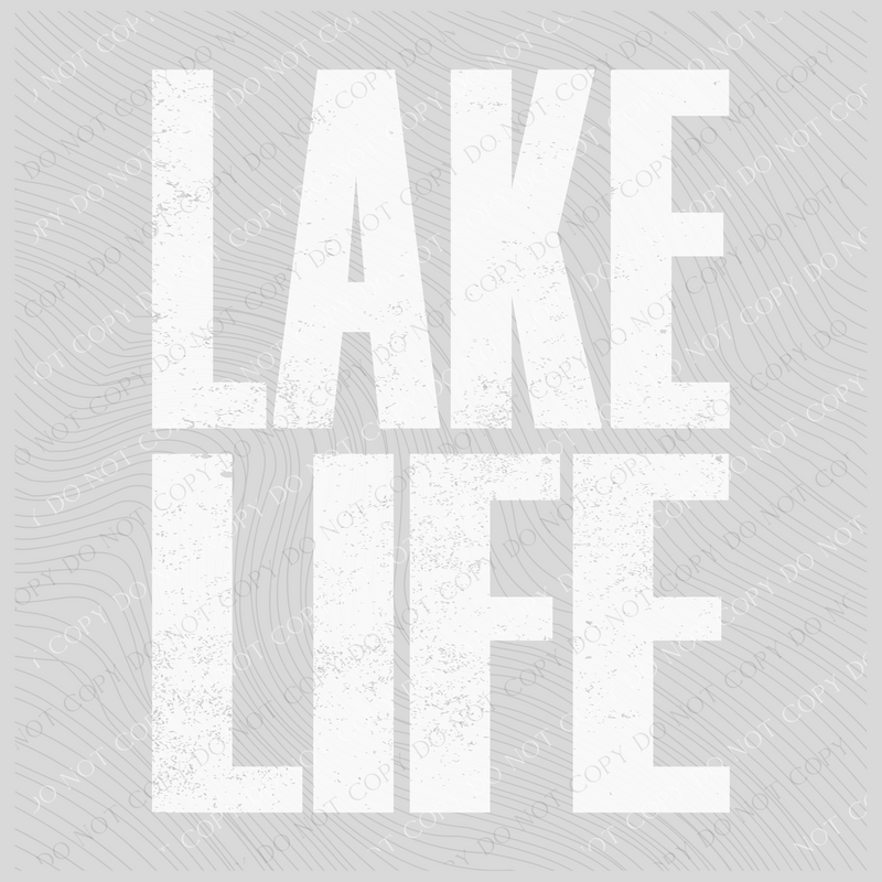 Lake Life Super Faded Distressed White Digital Design, PNG