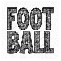 Football Faux Embroidery Diamonds Bling in Black Digital Design, PNG