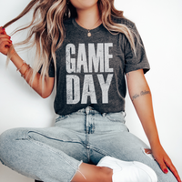Game Day Super Faded Distressed White Digital Design, PNG