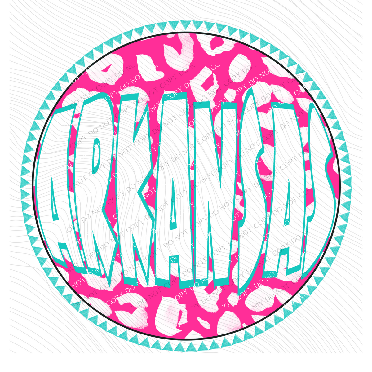 Arkansas Groovy Leopard Shadow & Non Shadow (both included) Cutout in Pink & Teal Digital Design, PNG