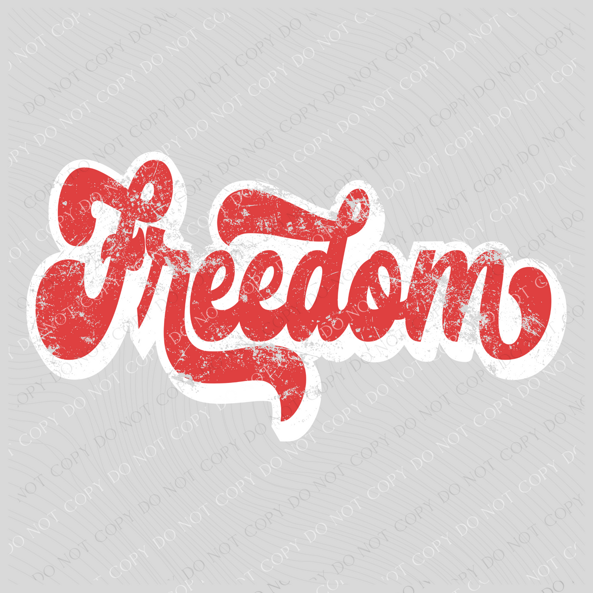 Freedom Red & White Retro Shadow Distressed Design PNG, Digital Download