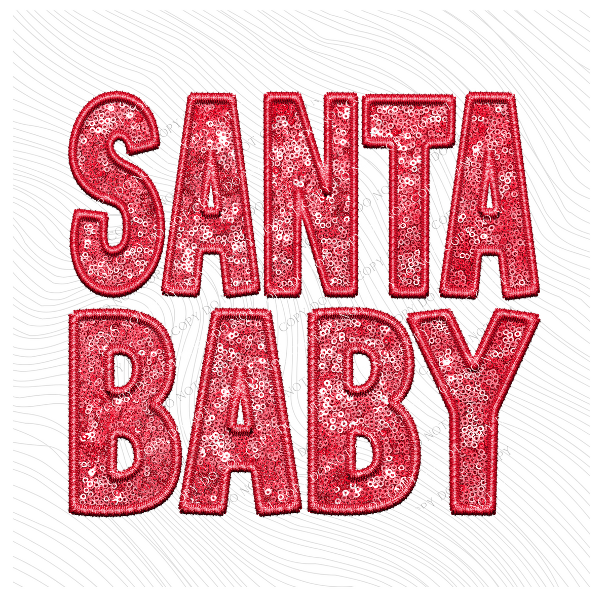 Santa Baby Faux Embroidery Sequin Muted Red Christmas Digital Download, PNG