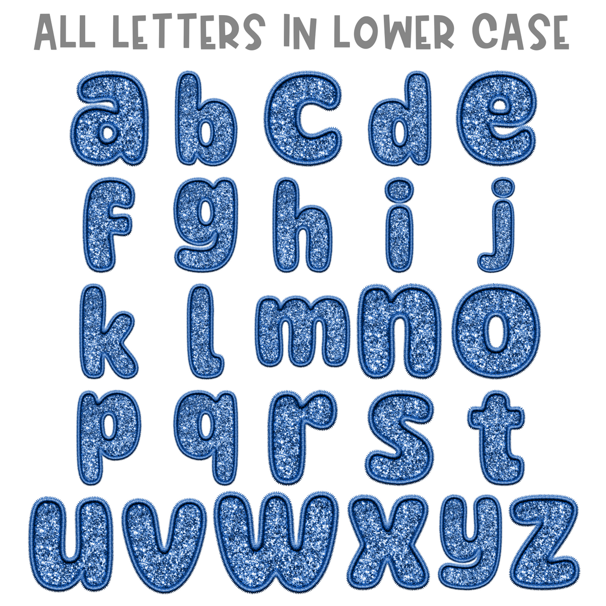 Blue Embroidery Glitter Alphabet Set | PNG files Alphabet Letters, Dig ...