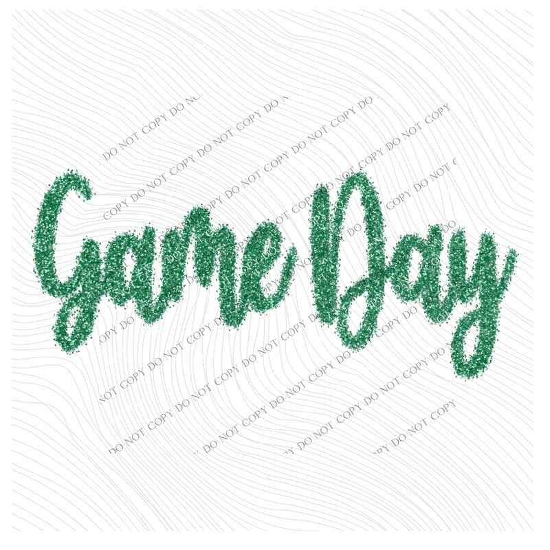 Game Day Tinsel Script Green Digital Design, PNG