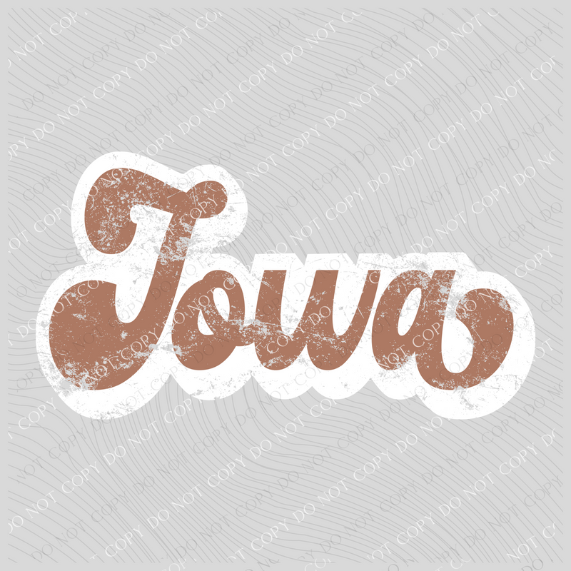 Iowa Chestnut & White Retro Shadow Distressed Digital Download, PNG