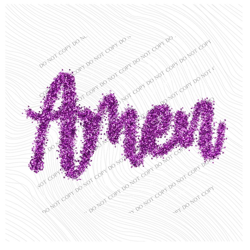 Amen Tinsel Script Purple Digital Design, PNG