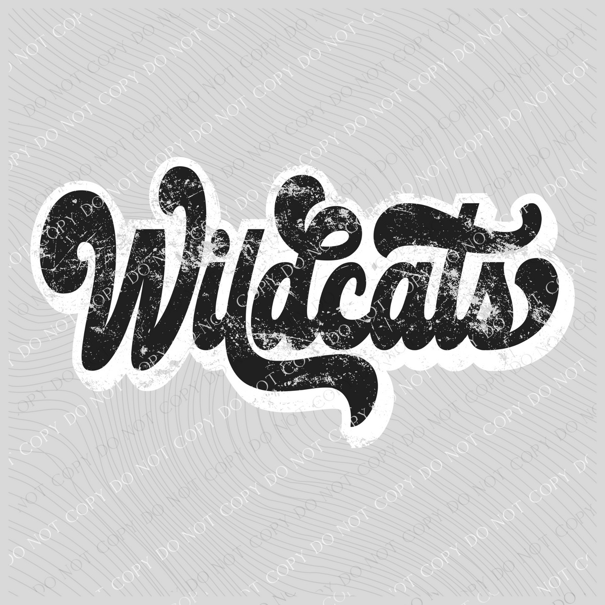 Wildcats Vintage Black & White Retro Shadow Distressed Digital Download, PNG