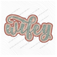 Wifey Boho Scroll Stacked Distressed in Muted Boho Colors Digital Design, PNG Only