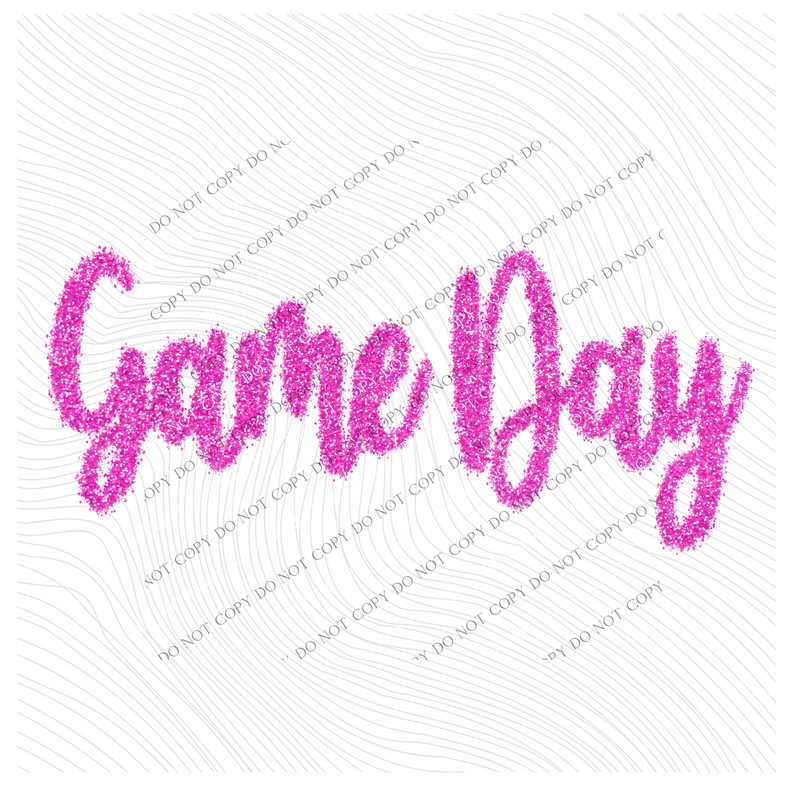 Game Day Tinsel Script Bright Pink Digital Design, PNG