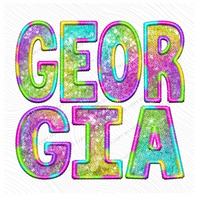 Georgia Faux Embroidery & Sequin in Colorful Fun Tie Dye Digital Download, PNG