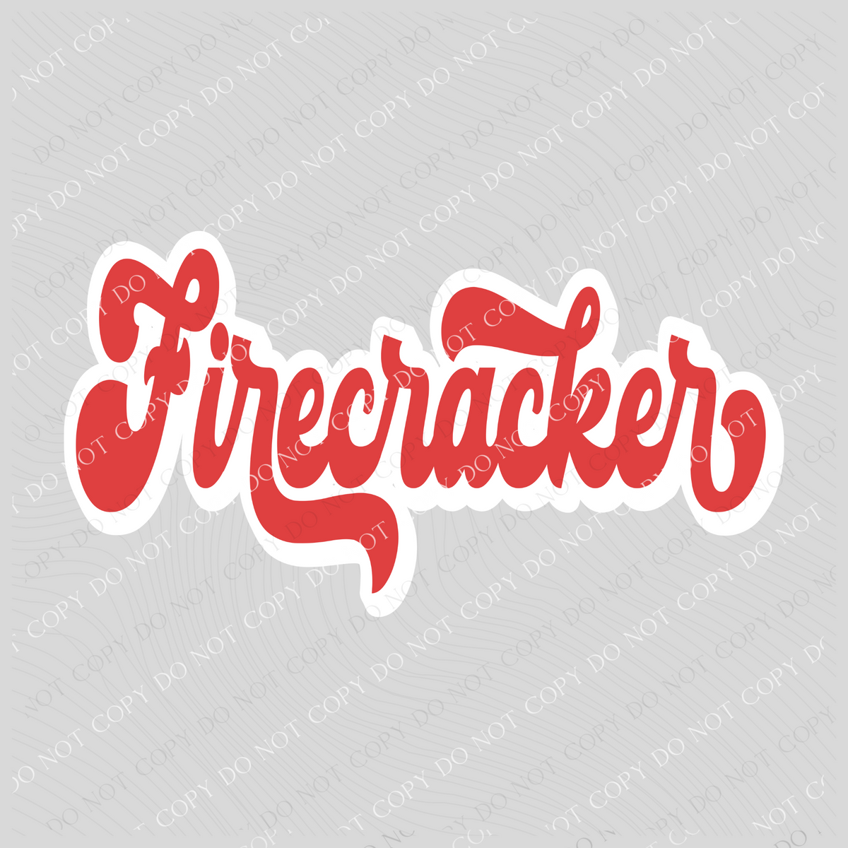 Firecracker Red & White Retro Shadow Non Distressed Digital Design, PNG