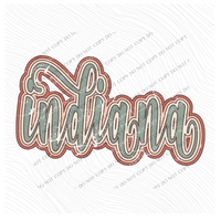 Indiana Boho Scroll Stacked Distressed in Muted Boho Colors Digital Design, PNG Only