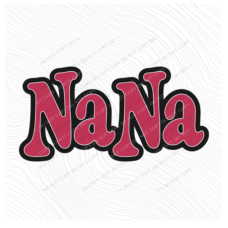 Nana Vintage Shadow Outline Digital Design in Magenta Pink and Black with White outline, BOTH PNG & SVG Included!