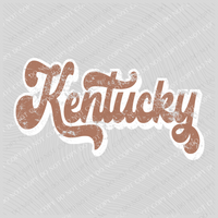 Kentucky Chestnut & White Retro Shadow Distressed Digital Download, PNG