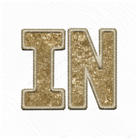 IN Indiana Embroidery Sequin Digital Design in Gold, PNG