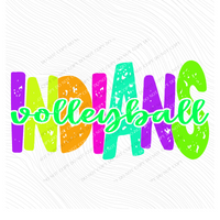 Indians Distressed Blank, Cutout Softball, Baseball & Volleyball in Neons all Included Digital Design, PNG