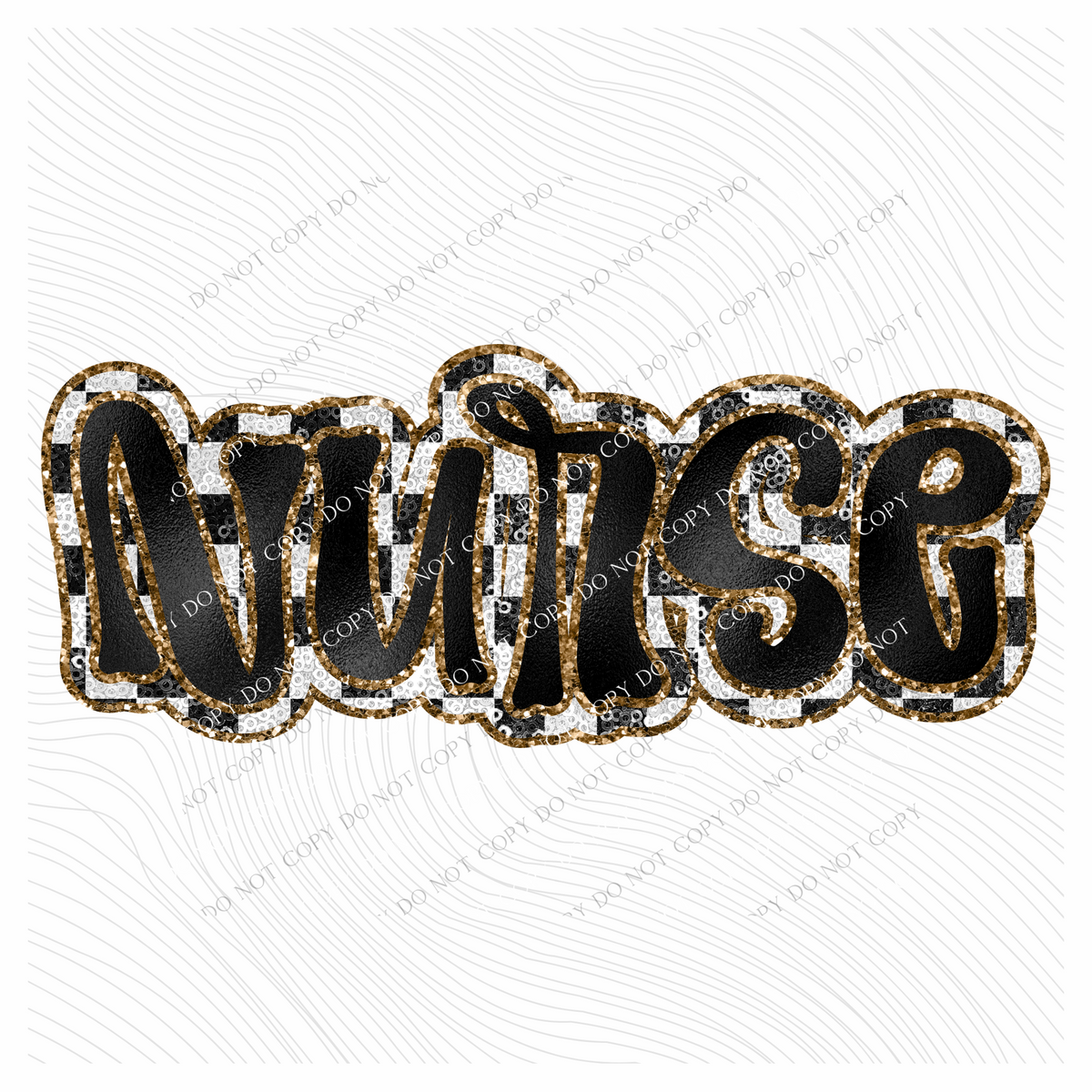 Nurse Sequin Checkers with Glitter & Foil Digial Design, PNG