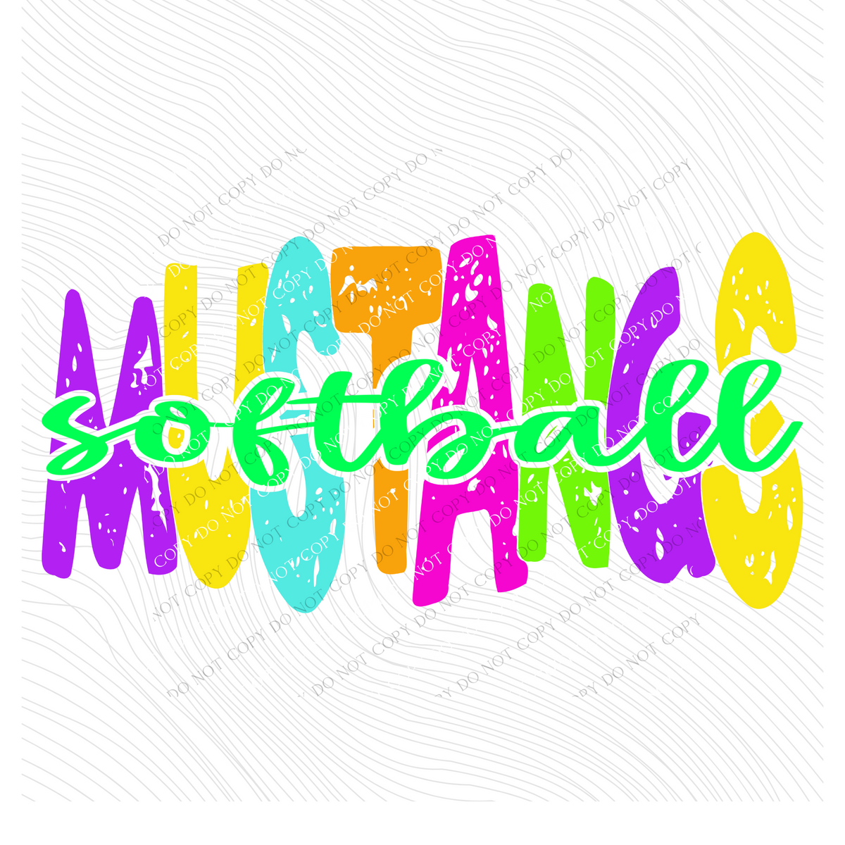 Mustangs Distressed Blank, Cutout Softball, Baseball & Volleyball in Neons all Included Digital Design, PNG
