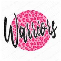 Warriors Pink Leopard Glitter Circle Cutout Digital Design, PNG