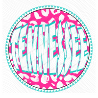 Tennessee Groovy Leopard Shadow & Non Shadow (both included)Cutout in Pink & Teal Digital Design, PNG
