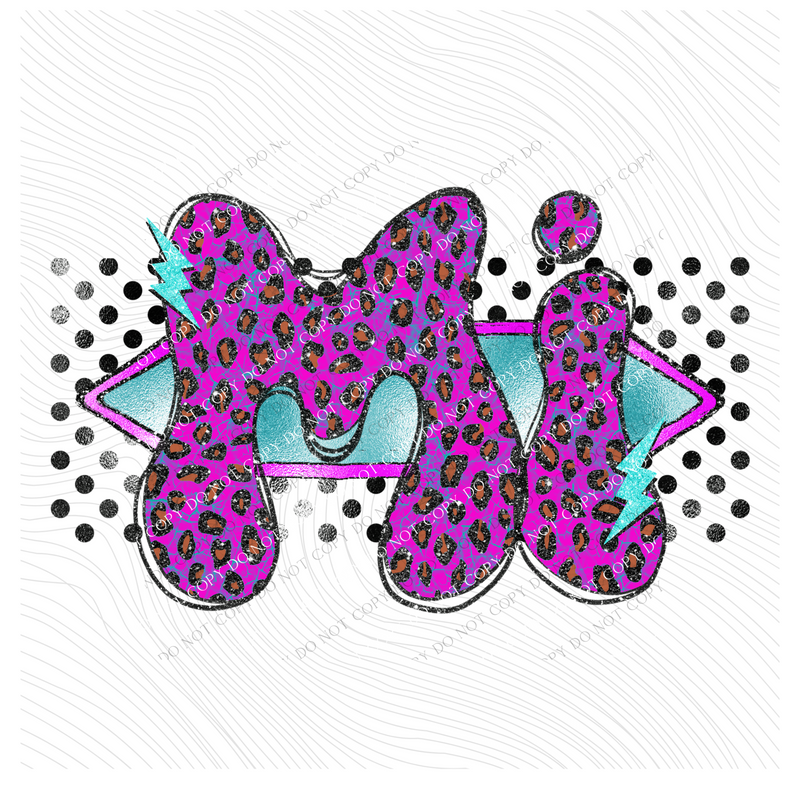 Michigan Vintage Mermaid Cracked Marbled Leopard with Black Glitter and Foil in Bright Purple, Pinks & Turquoise Digital Design, PNG