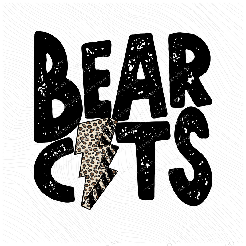 Bearcats Black Distressed Leopard Lightning Bolt Digital Design, PNG