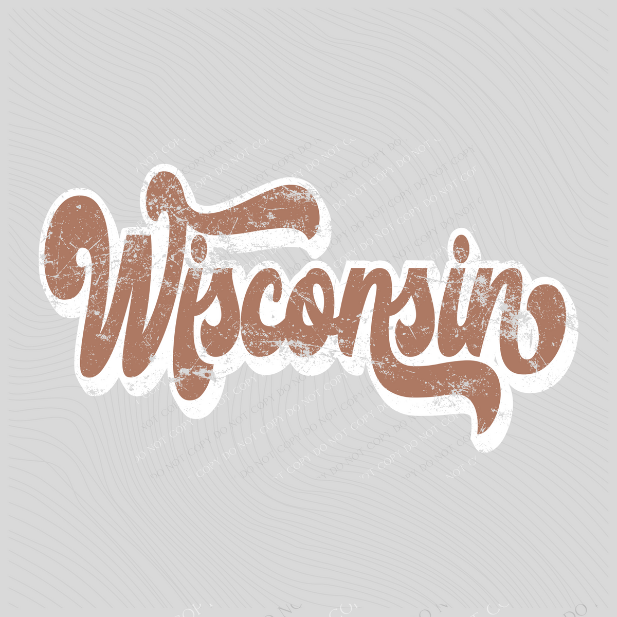 Wisconsin Chestnut & White Retro Shadow Distressed Digital Download, PNG