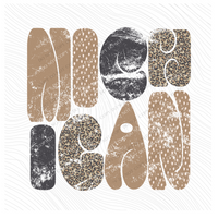 Michigan Chubby Retro Distressed Leopard print in tones of Tans & Faded Black Digital Design, PNG