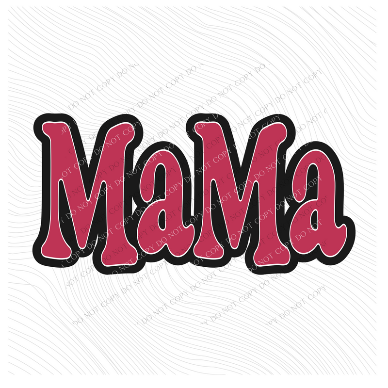 Mama Vintage Shadow Outline Digital Design in Magenta Pink and Black with White outline, BOTH PNG & SVG Included!
