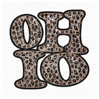 Ohio Vintage Shadow Outline in Faux Sequin Leopard Digital Design, PNG Only